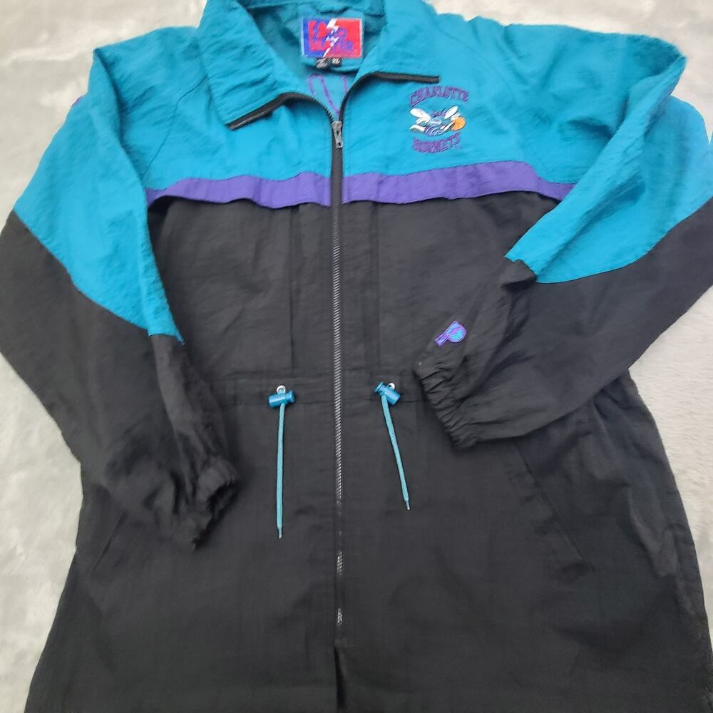 Vintage 90s Charlotte Hornets NBA Pro Player Jacket Windbreaker Size XL